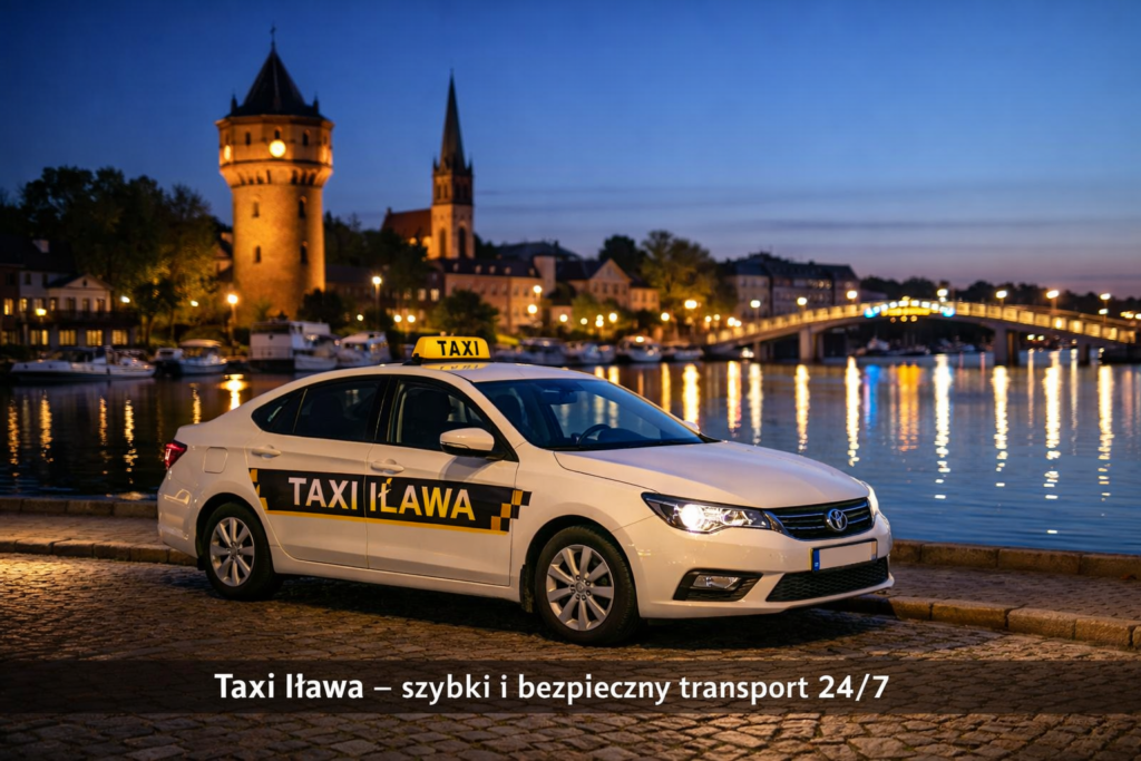 Taxi Iława nad jeziorem o zmierzchu – szybki i bezpieczny transport 24/7