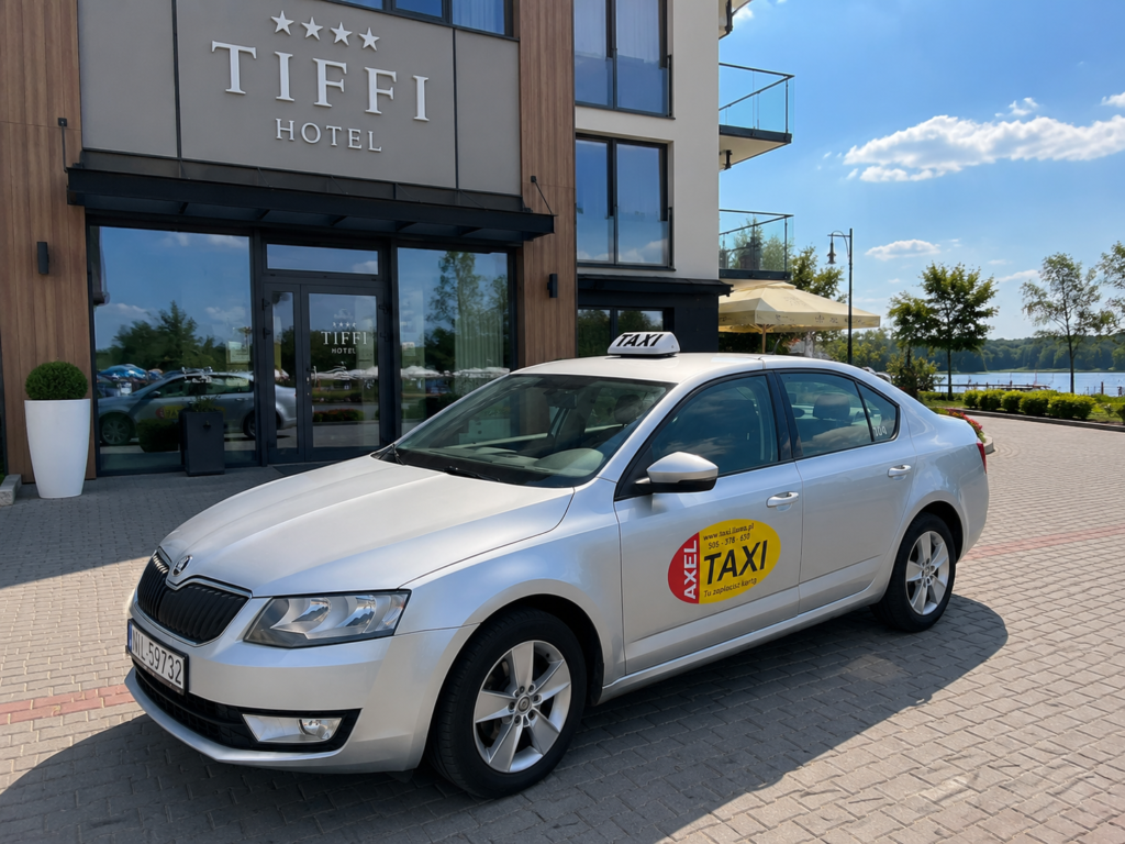 AXEL TAXI Iława przed hotelem TIFFI w Iławie nad Jeziorakiem